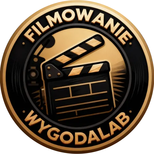 Logo WygodaLab związane z filmowaniem, przedstawiające klaps filmowy oraz elementy kamery.