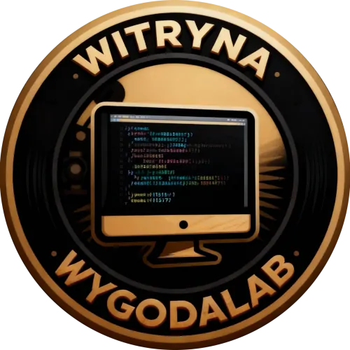 Logo z napisem "Witryna" i ikoną monitora z kodem programistycznym witryny WygodaLab.