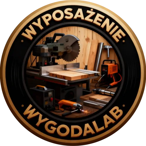 Logo przedstawiające wyposażenie pracowni rzemieślniczej WygodaLab z narzędziami i maszynami do obróbki drewna.