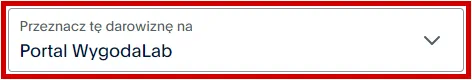 Pole wyboru przeznaczenia dla darowizny WygodaLab na PayPal.