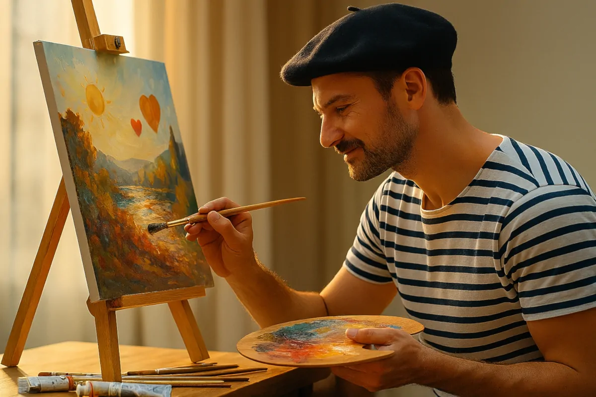 Artysta malujący obraz symbolizujący motywację wewnętrzną i samorealizację.